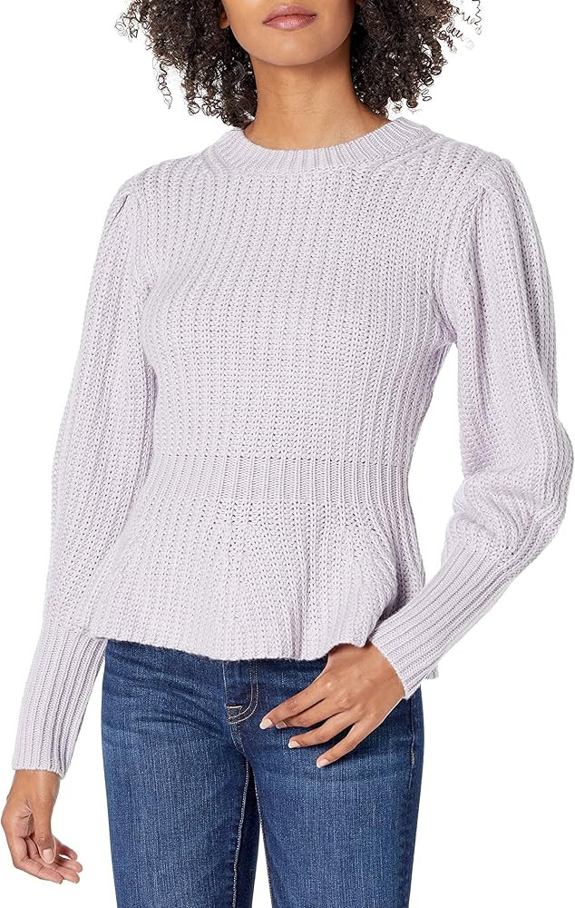 The Drop Women's Juliette Long Balloon-Sleeve Peplum Ribbed Sweater | Amazon (US)