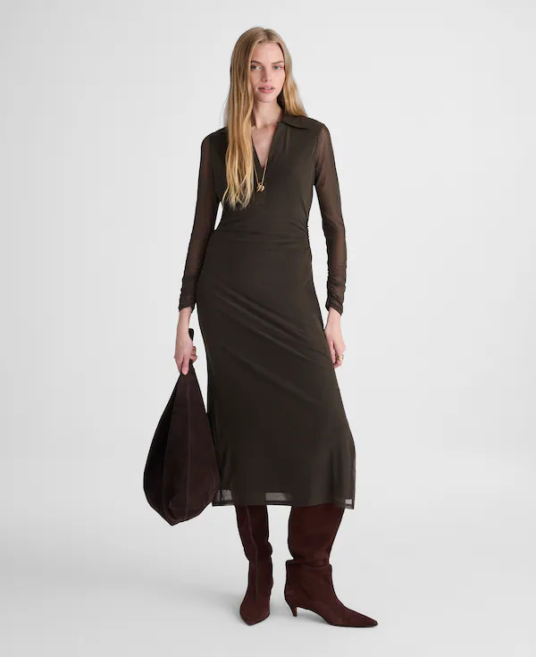 Long-Sleeve Polo Midi Dress | Madewell