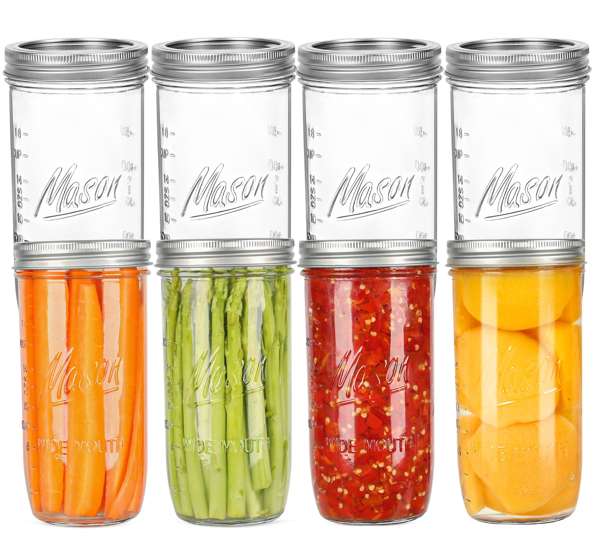 24 oz Wide Mouth Mason Jars - Canning Jars with Metal Airtight Lids and Bands, 24 ounce Mason Gla... | Amazon (US)