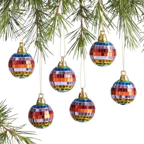 Rainbow Disco Ball Boxed Ornaments 12 Pack | World Market