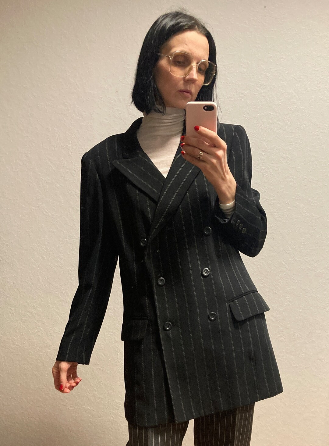 Vintage Liz Claiborne Long Black White Striped Blazer - Etsy | Etsy (US)