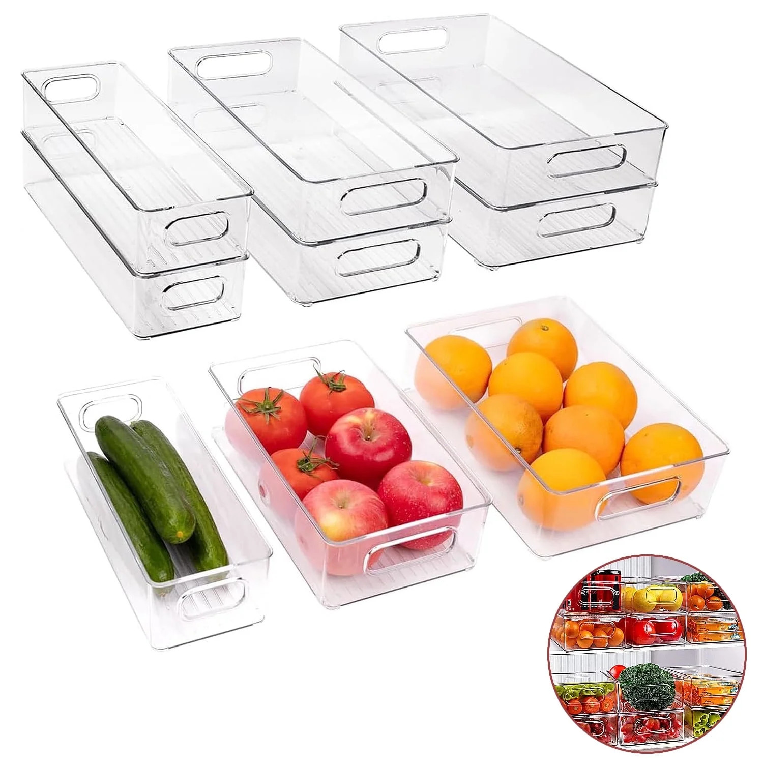 6 Pack Plastic Storage Bins for Pantry, Refrigerator, Countertop, Cabinet Organization, Stackable... | Walmart (US)