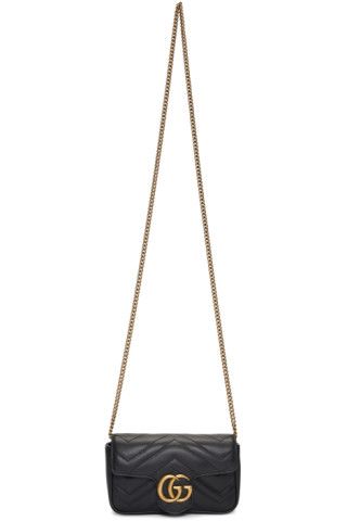 GucciBlack Quilted Super Mini GG Marmont Bag$890 USD | SSENSE 