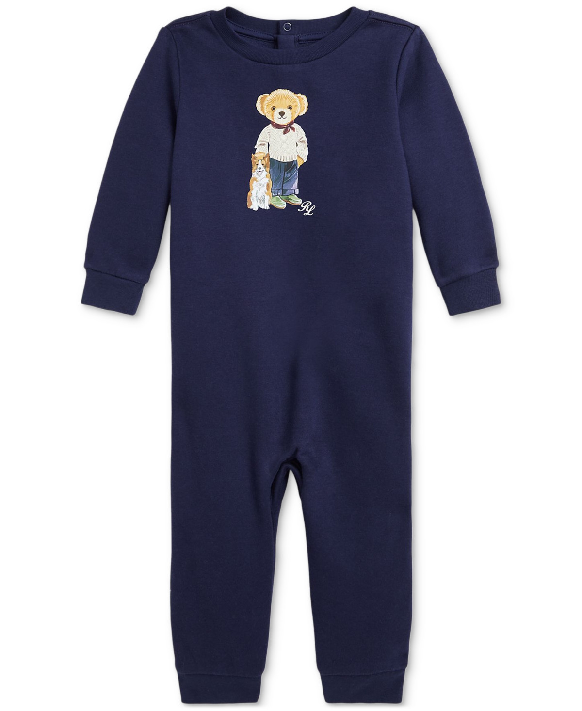Polo Ralph Lauren Baby Fleece Polo Bear Coverall - Navy | Macy's