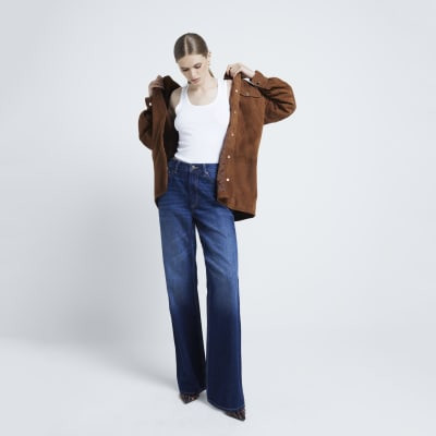Blue high waisted relaxed straight fit jeans | River Island (UK & IE)