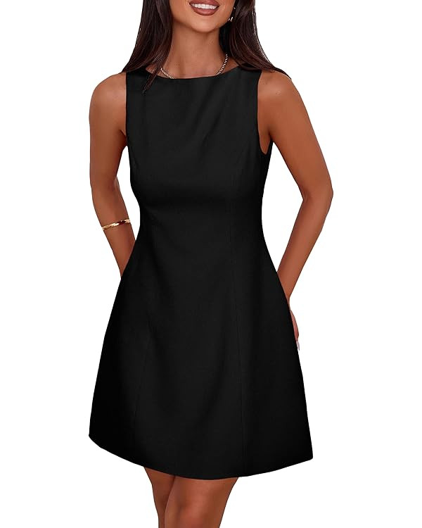 PRETTYGARDEN Womens Formal Short Dresses 2025 Summer Sleeveless Boat Neck A Line Elegant Mini Coc... | Amazon (US)