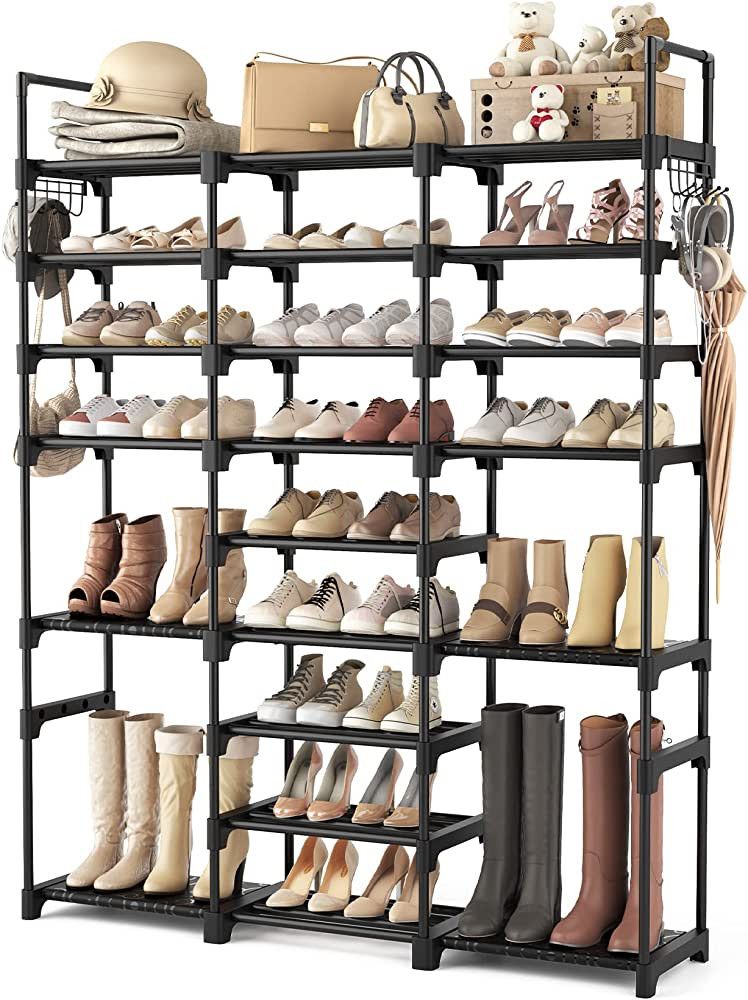 WEXCISE Tall Shoe Rack Organizer 9 Tiers 50-55 Pairs Large Shoe Rack for Closet Entryway Garage B... | Amazon (US)