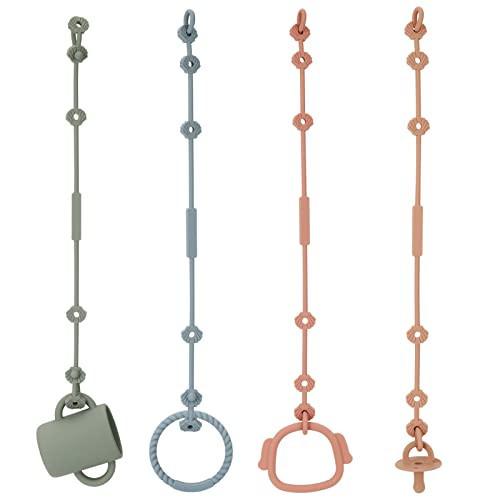 Toy Safety Straps, Socub Silicone Adjustable Baby Pacifier Teether Straps, 4pcs Toddler Toy Bottle Harness Straps for Strollers, High Chair, Cribs, Bags, BPA Free, Multi Colors | Amazon (US)