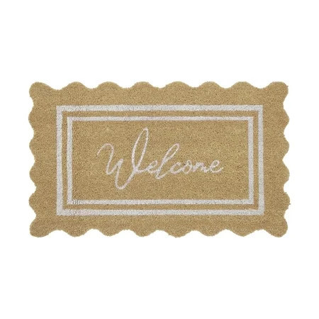 Leutsin Welcome Outdoor Doormat,Stylish Front Door Welcome Mat with Natural Scalloped Edge and Border Design,Holiday Entryway Rug for Porch & Patio Decoration,White & Brown,20" x 32" | Walmart (US)