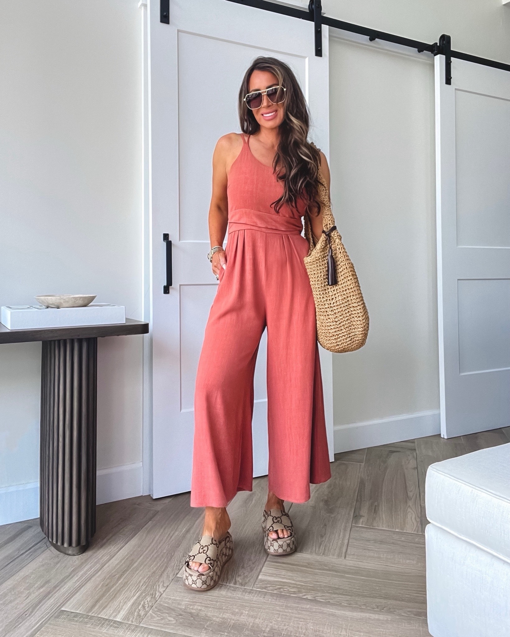 Summer jumpsuit ..sz sm, make casual or dress up…amazon outfit idea, beach bag 
Travel outfit idea Spring break outfit 
Gucci slides tts
#ltku



#LTKSeasonal #LTKfindsunder50 #LTKstyletip