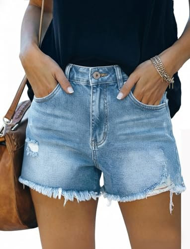 SANMM Jean Shorts Womens High Waisted Summer Casual Stretchy Denim Hot Short with Pockets | Amazon (US)