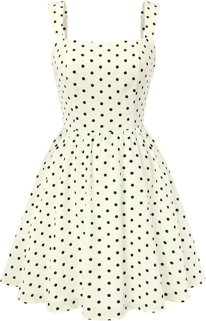 Belle Poque Vintage Polka Dot Dress for Women 2026 Summer Mini Dresses Square Neck A Line Sleevel... | Amazon (US)