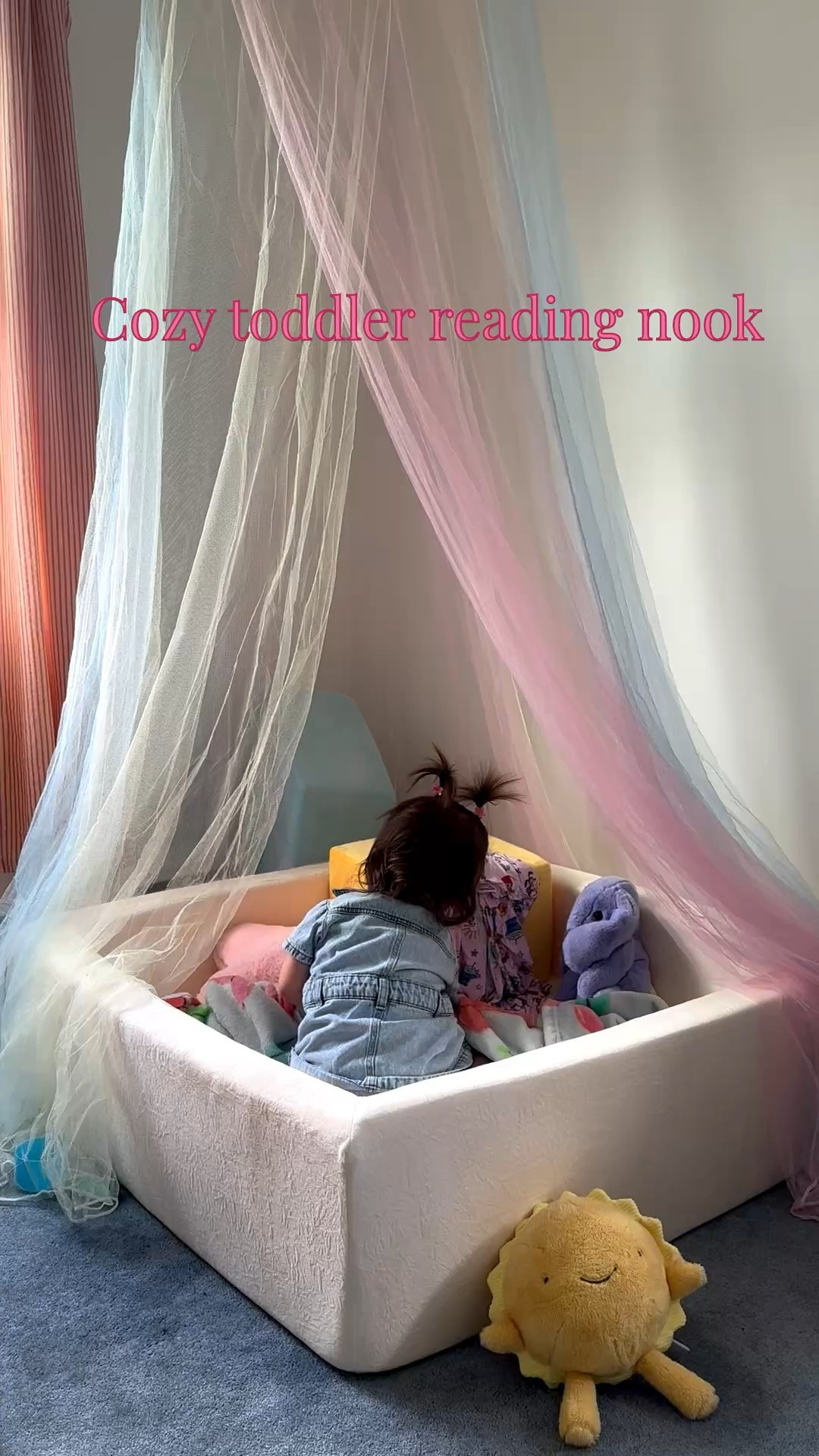 Transitioned her ball pit into something she enjoys a little bit more for now - a reading nook 🌈
Rainbow canopy was bought separate & we used some of the foam shapes that came in our ball pit as a little seat, added some soft throw pillows and favorite stuffed animals, and a few of her favorite throw blankets 
Linked some of our favorite summer and ocean themed books as well ☀️

#LTKKids #LTKBaby #LTKmomlife