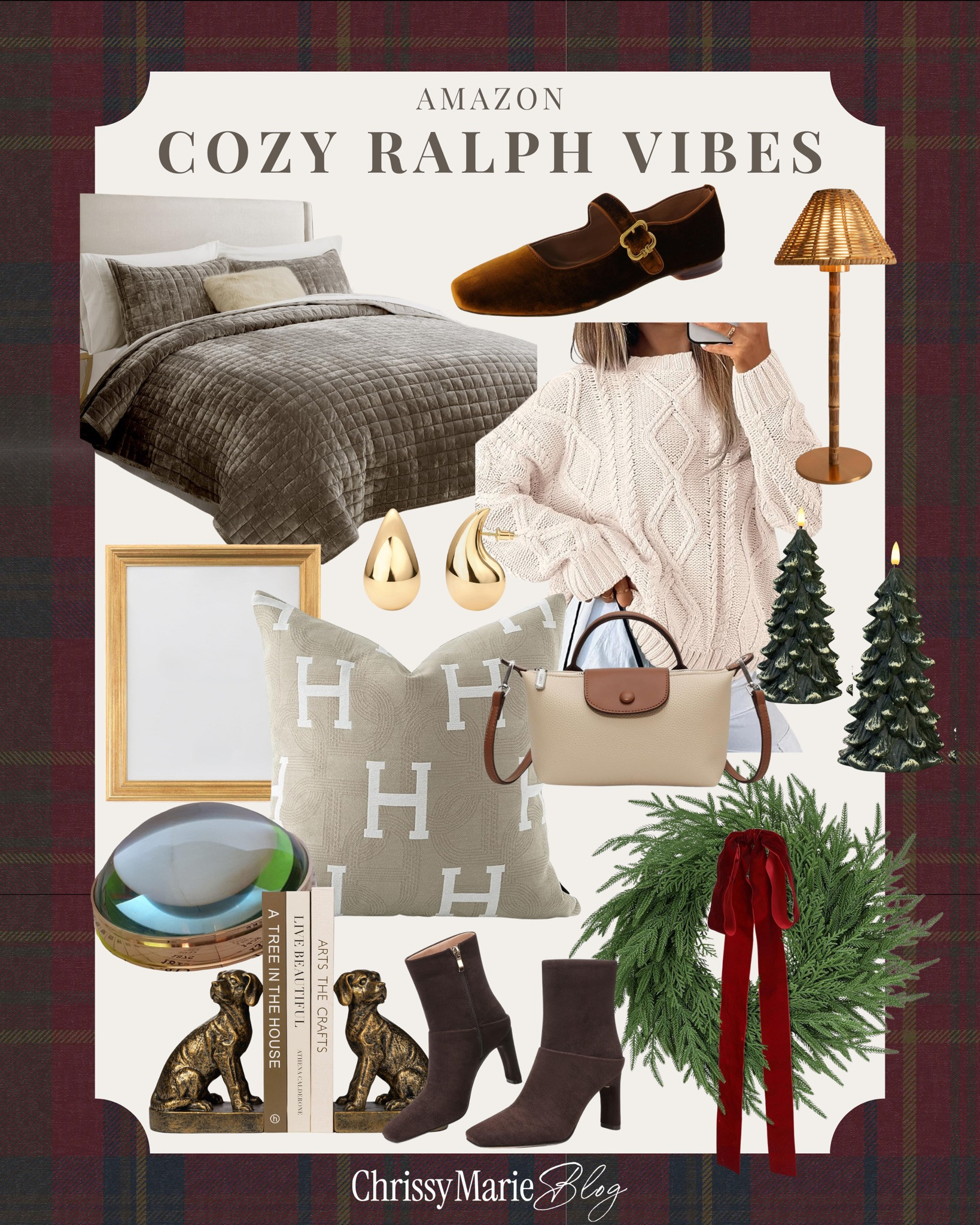 That quiet, cozy luxury we love 🤎
Cable knits, velvet loafers, warm brass tones — all those Ralph-inspired textures that make a home (and outfit) feel effortlessly refined. Perfect for fireside evenings or slow winter weekends.

🍂 Tap to shop these Amazon finds.
#CozyRalphVibes #AmazonHome #ElevatedEveryday #ChrissyMarieBlog 

 #LTKSeasonal #LTKHome #LTKStyleTip
