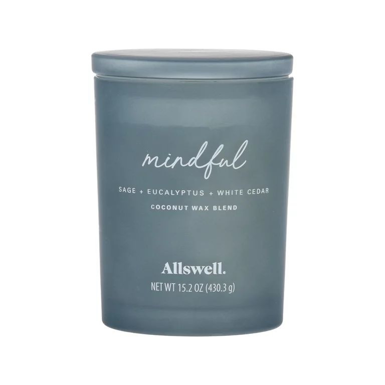 Allswell 15oz Scented 2-Wick Spa Candle - Mindful - Blue (Cashmere + Cedarwood + Musk) | Walmart (US)