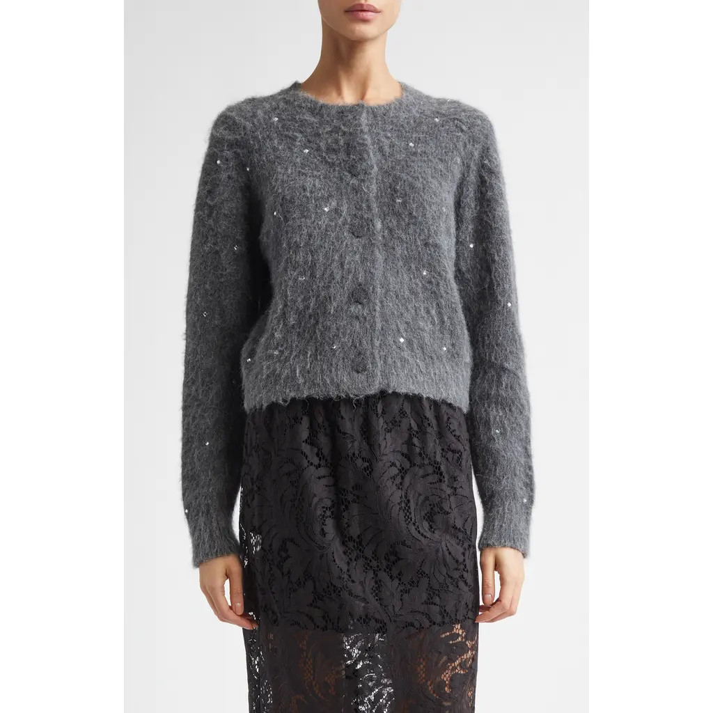 A.L.C. Lainie Rhinestone Embellished Crewneck Sweater in Charcoal at Nordstrom, Size Small | Nordstrom