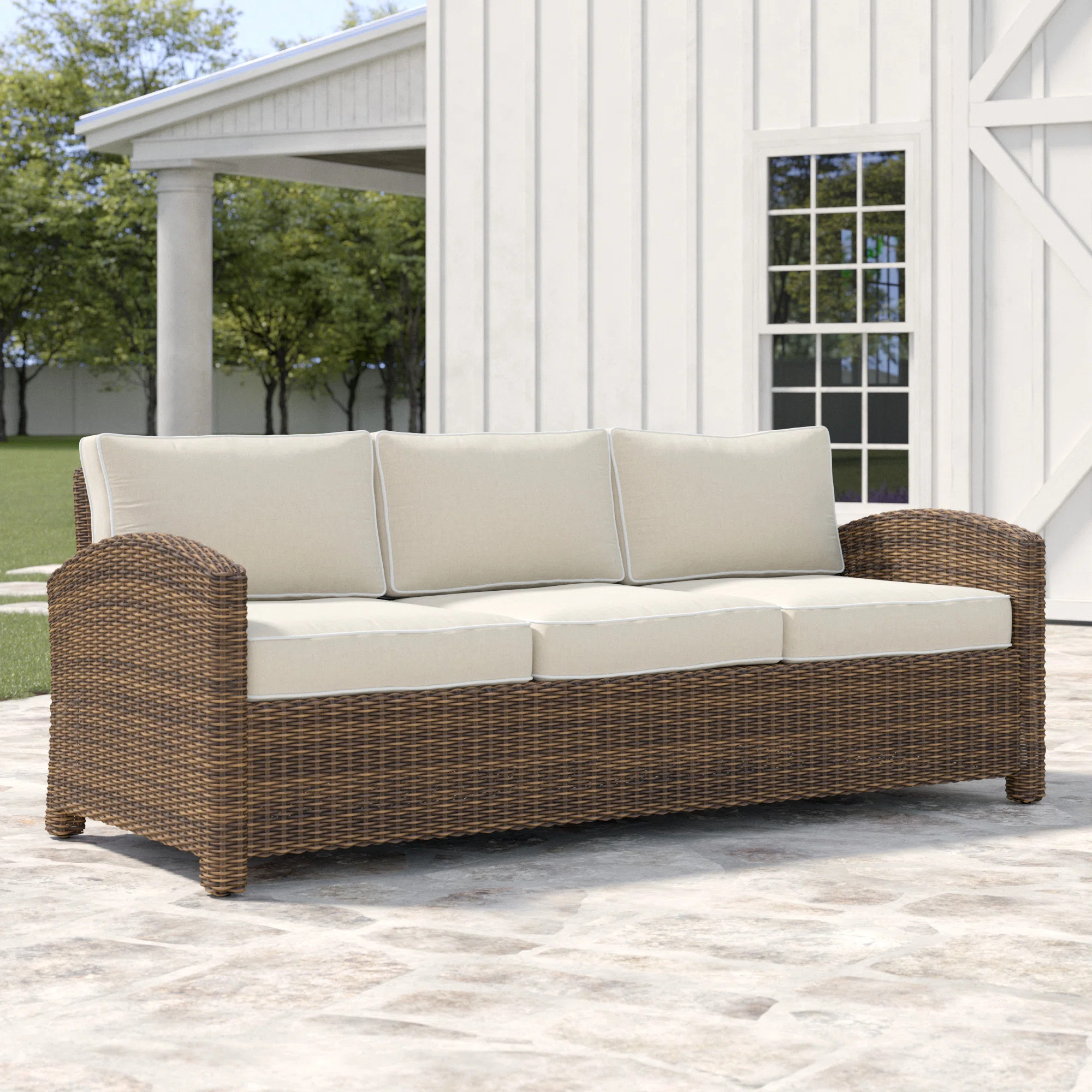 80.5'' Wide Metal Patio Sofa with Cushions | Wayfair North America