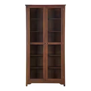 Home Decorators Collection Bradstone 72 in. Walnut Brown Wood Bookcase with Glass Doors JS-3424-C... | The Home Depot