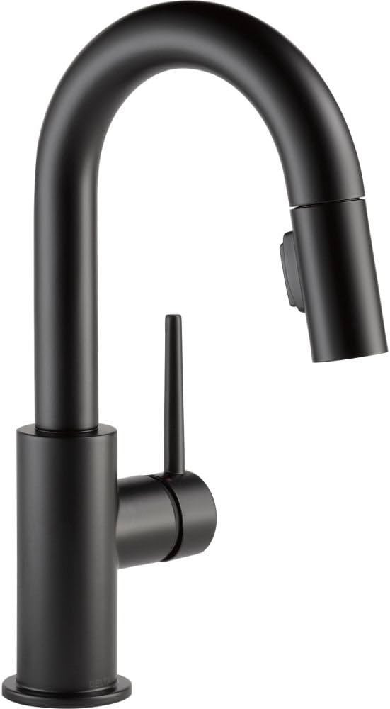 Delta Faucet Trinsic Matte Black Bar Faucet with Pull Down Sprayer, Black Bar Sink Faucet Single ... | Amazon (US)