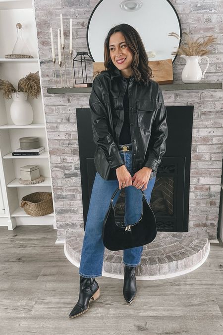 30 days of mom outfit ideas you’ll actually want to wear! You definitely don’t have to be a mom to wear them! Just love an elevated casual look. 🖤 Let’s be honest, you’re a cool mom no matter what you wear. But this faux leather shaket sure makes me feel like a really cool mom. 

SIZING:
Wearing a size small in the shaket and top
Jeans are true to size
Boots are true to size


The perfect mom outfit, faux leather shaket, mom outfit idea, casual outfit idea, cool mom outfit, leather jacket outfit, style over 30, winter outfit idea, Amazon fashion

#momoutfit #momoutfits #dailyoutfits #dailyoutfitinspo #whattoweartoday #casualoutfitsdaily #freepeoplestyle #styleover30 #winteroutfitideas #amazonfashionfinds #founditonamazon 

#LTKSeasonal #LTKfindsunder100 #LTKfindsunder50