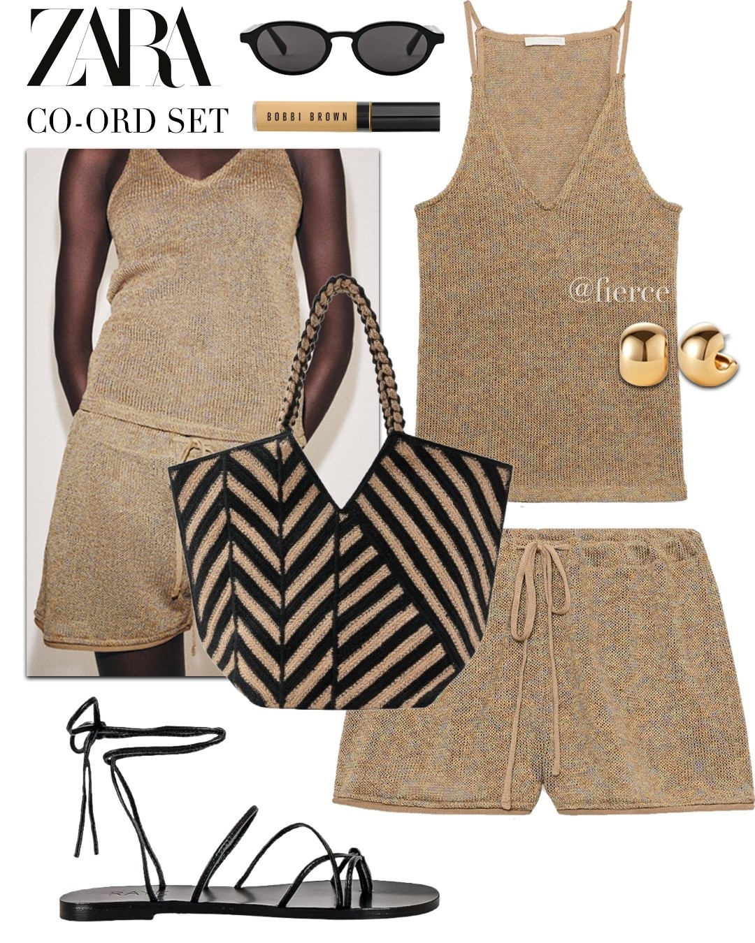 Brown textured shorts co-ord matching set striped bag black tie up sandals casual weekend vacation beach holiday outfit resort wear look

#LTKuk #LTKsummer #LTKeurope