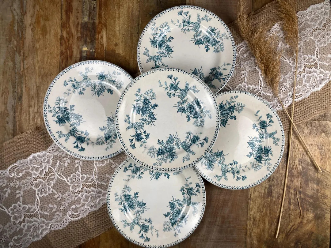 Ensemble de 5 Assiettes Plates Anciennes “Elvire” – U&C Sarreguemines – Terre de Fer – ... | Etsy (US)