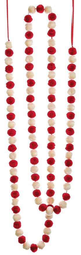 85 Inch Long Pom Pom Garland - Red and White - Christmas and Holiday Decor - 7 Foot Garland | Amazon (US)