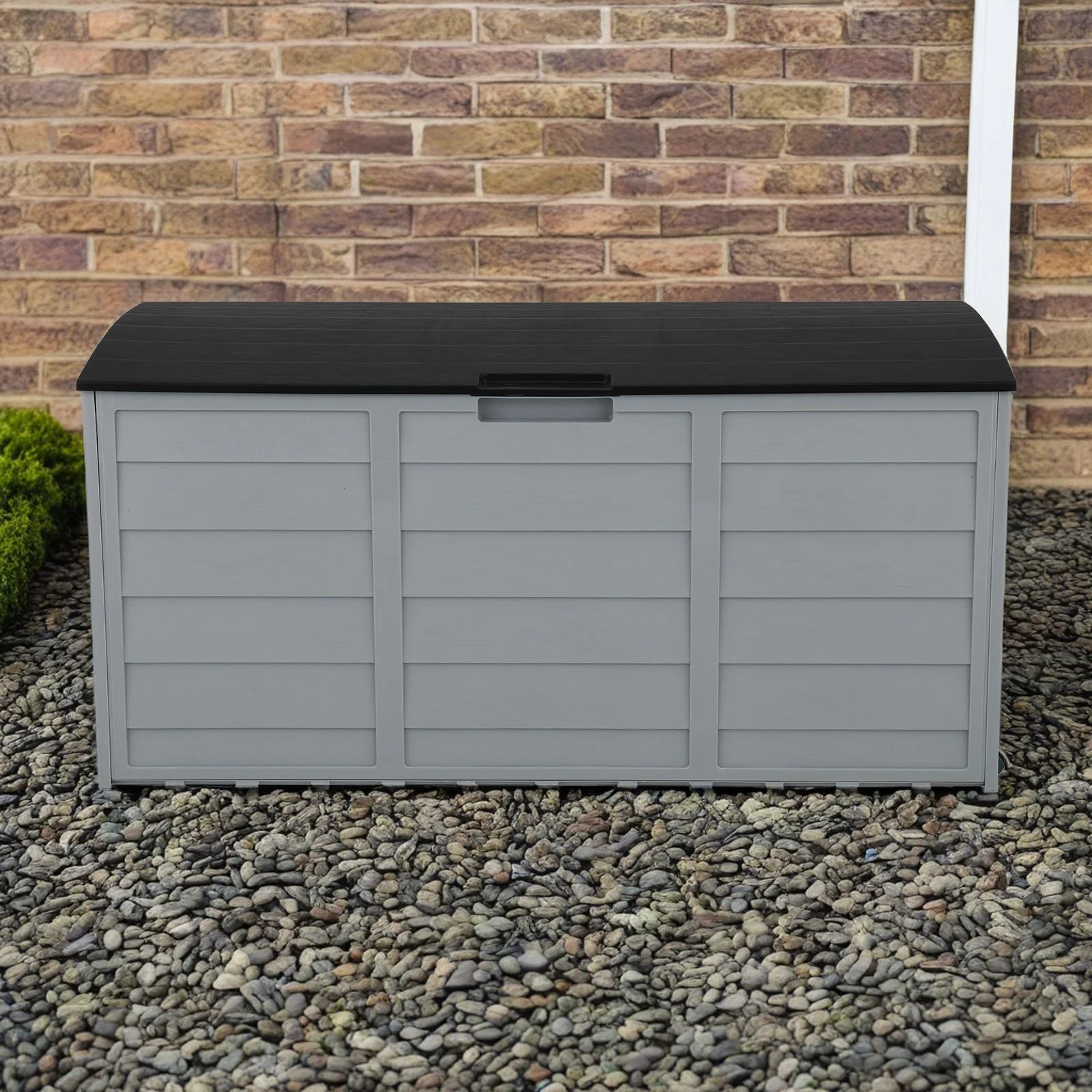 Canddidliike 75 Gallon Patio Deck Boxes with Lid, Container Bin Storage Box Grey Black | Walmart (US)