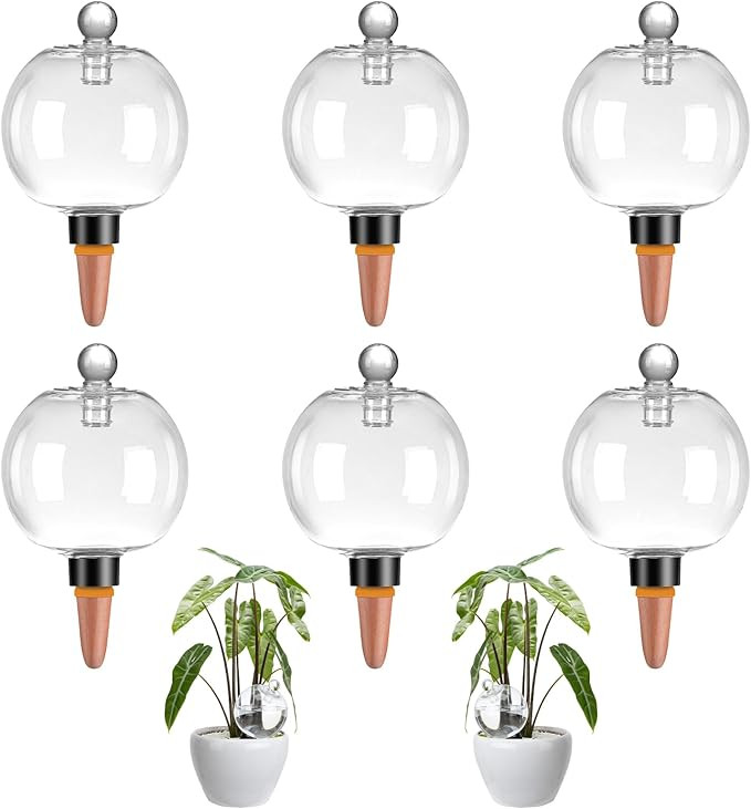 6 Pack Plant Watering Globes with Covers 17oz Self Watering Planter Insert, Plastic Water Bulbs, ... | Amazon (US)