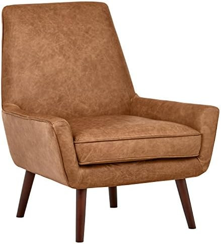 Amazon Brand – Rivet Jamie Leather Mid-Century Modern Low Arm Accent Chair, 31"W, Cognac | Amazon (US)
