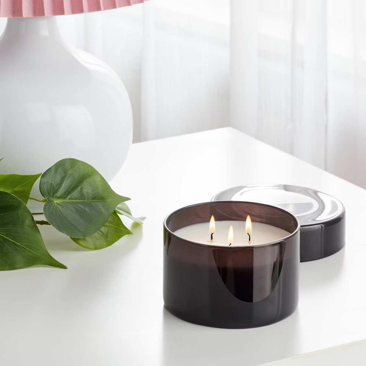 3-Wick Glass Jar Candle with Lid Vanilla Teakwood 11.5oz - Room Essentials™ | Target