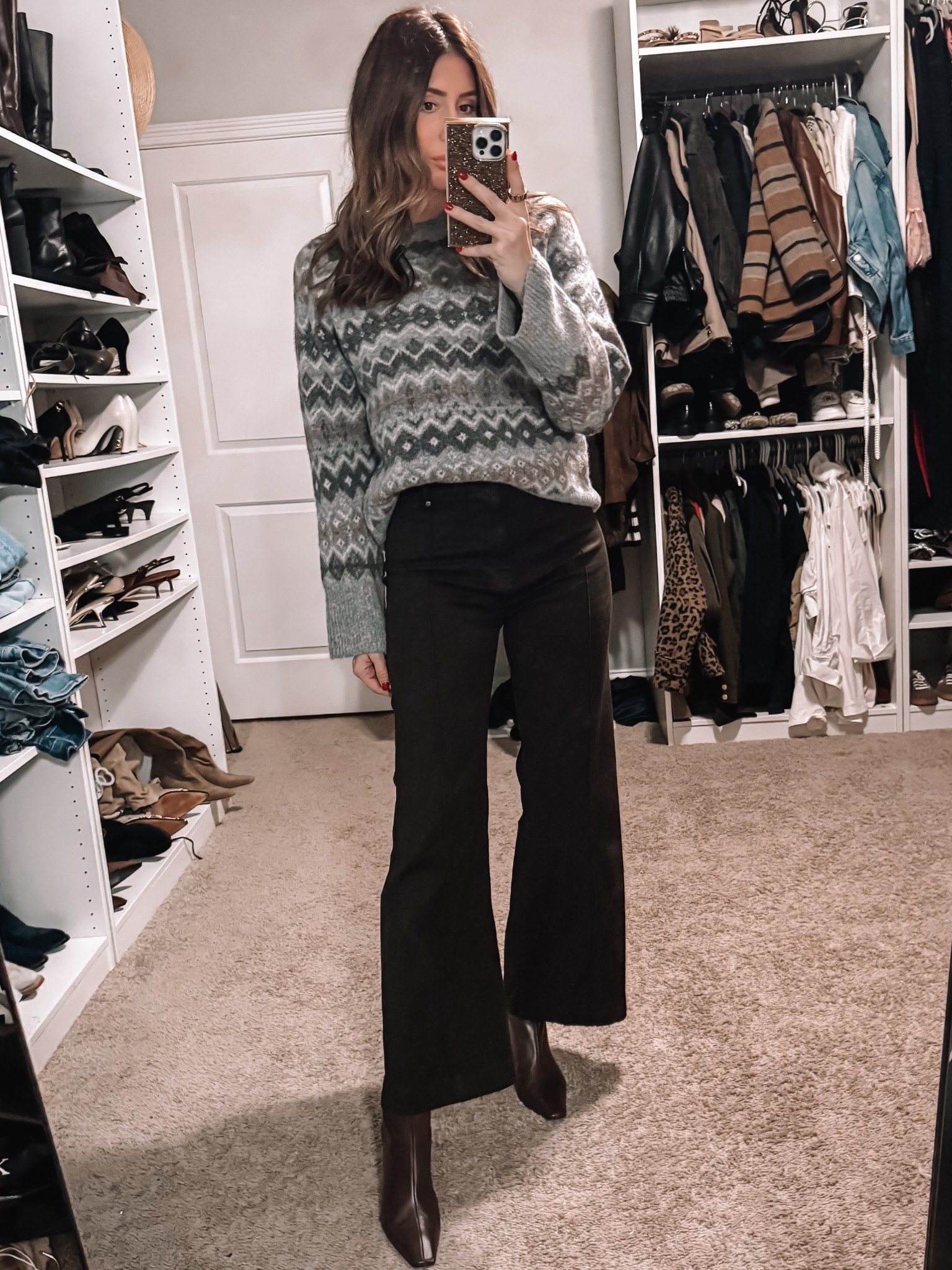 Small in sweater, 27 in pants 
