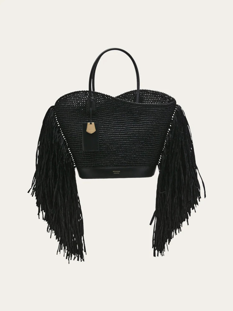 Tote bag with cut-out and fringes | Ferragamo