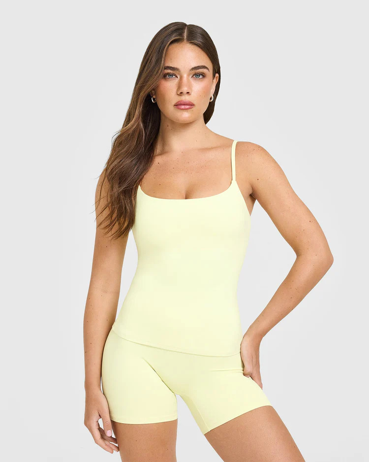 SoftMotion™ Strappy Tank Top with Built in Bra Shelf 
 Pastel Yellow | Oner Active (UK / US)
