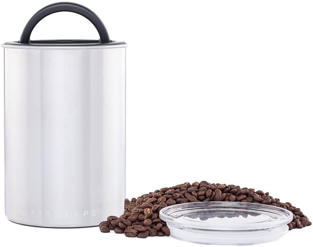 Planetary Design Airscape Stainless Steel Coffee Canister | Food Storage Container | Patented Airtight Lid | Push Out Excess Air Preserve Food Freshness (Medium, Brushed Steel) | Amazon (US)