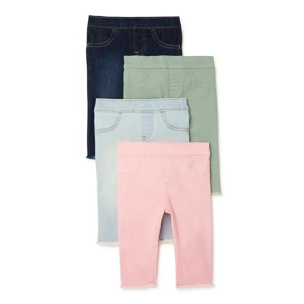 Garanimals Baby Girls' Denim and Twill Pants, 4-Pack, Sizes 0/3-24 Months - Walmart.com | Walmart (US)