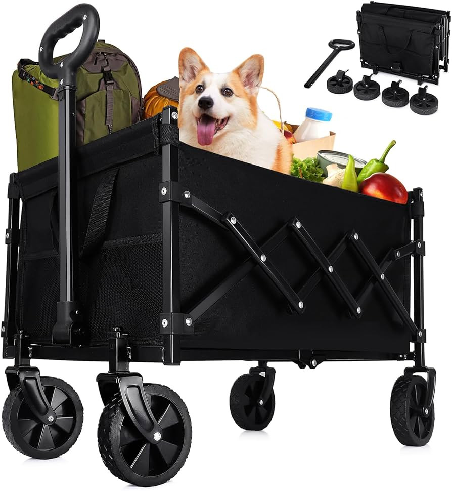 Collapsible Wagon Cart with 360lbs Weight Capacity, Lightweight Portable Foldable Wagon Cart with... | Amazon (US)