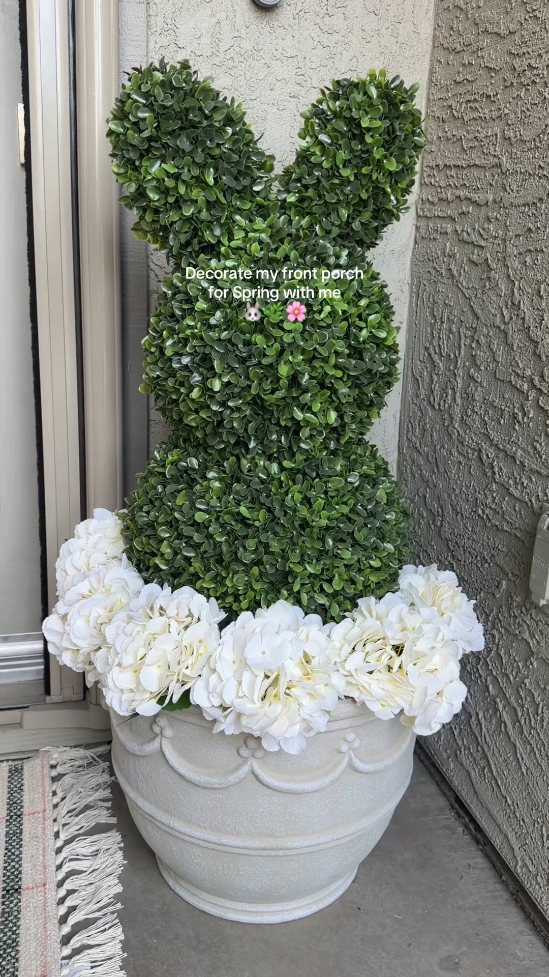 Spring front porch 
Easter decor 
Bunny topiary 

#LTKSeasonal #LTKSpringSale #LTKHome