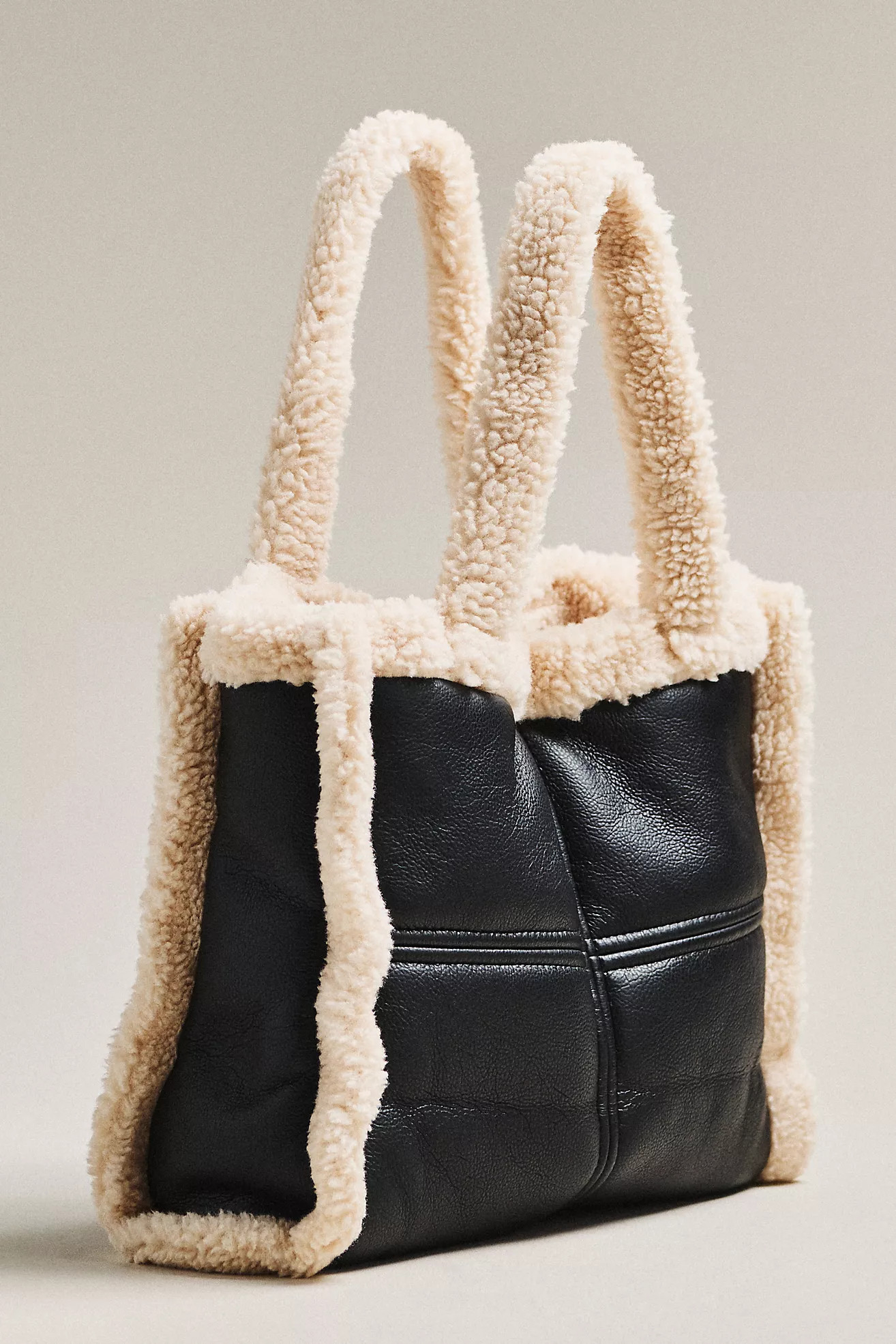 Lamarque Zoey Sherpa Fleece Leather Tote | Anthropologie (US)