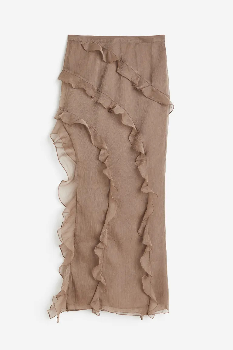 Rock aus einem Crinklestoff mit Volantbesatz | H&M (DE, AT, CH, NL, FI)