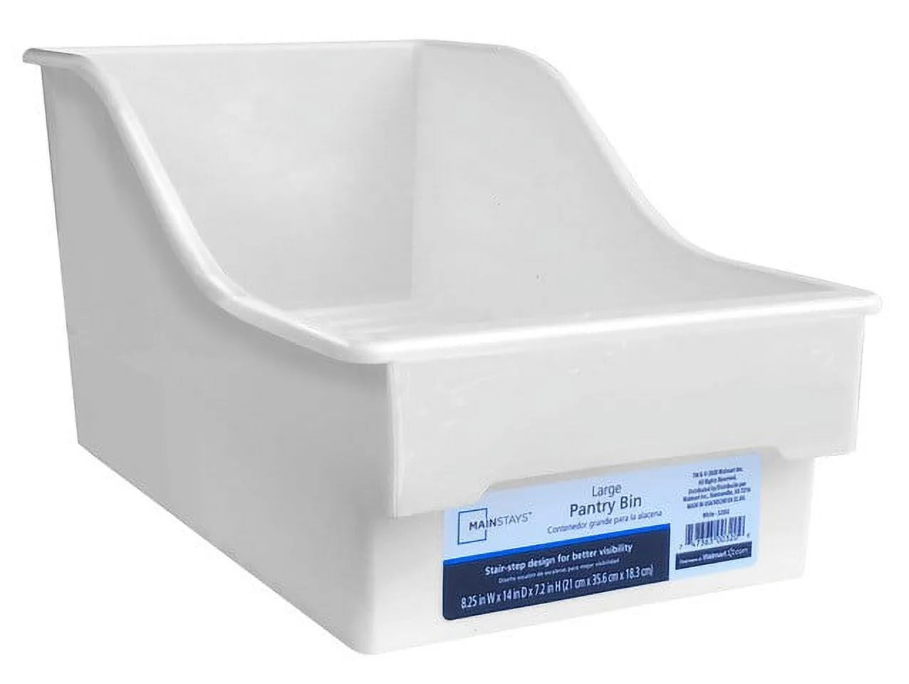 Mainstays 2-Tier Plastic Pantry Storage Basket, Large, White (1 Piece) 0.91 oz. - Walmart.com | Walmart (US)
