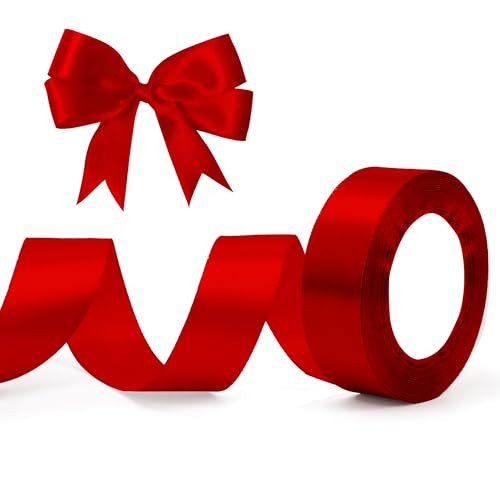 Red Ribbon for Hair Red Satin Ribbon 1 Inch Ribbon 25 Yards Red Ribbon for Flower Bouquet Red Ribbon Week Wide Red Ribbon for Christmas Tree Red Flower Ribbon for Bouquet Christmas Ribbon Flowers | Amazon (US)