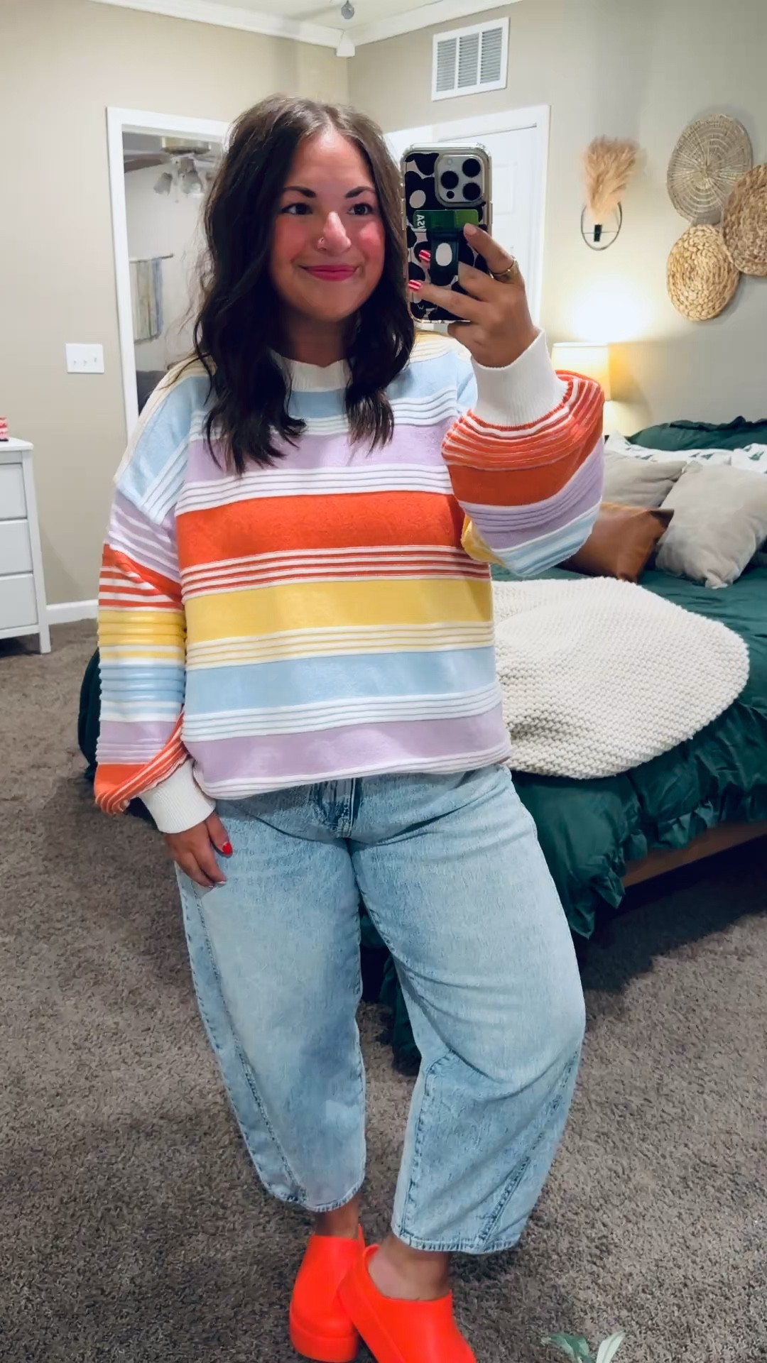 Comfy, casual, and colorful 🤍🌈 This Amazon striped sweater is the perfect way to brighten up an everyday look.

platform crocs: fit oversized // wearing a 2
jeans: fit true to size // wearing a 14
sweater: fits true to size // wearing an XL 

 

#LTKootd #LTKMidsize #LTKFindsUnder50