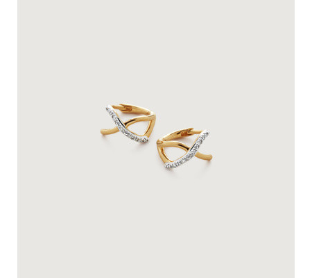 Riva Crossover Diamond Mini Huggie Earrings | Monica Vinader (US)