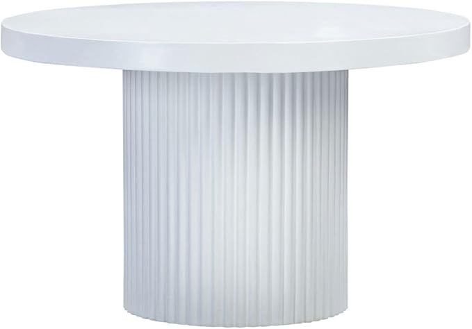 TOV Furniture Wave 30" H Round Concrete Stone Outdoor Dining Table in Ivory | Amazon (US)