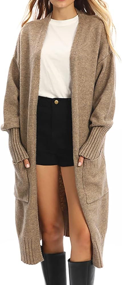 Jillumi Womens Open Front Long Sleeve Cardigan Sweater Loose Outwear Casual Oversized Knit Coat w... | Amazon (US)