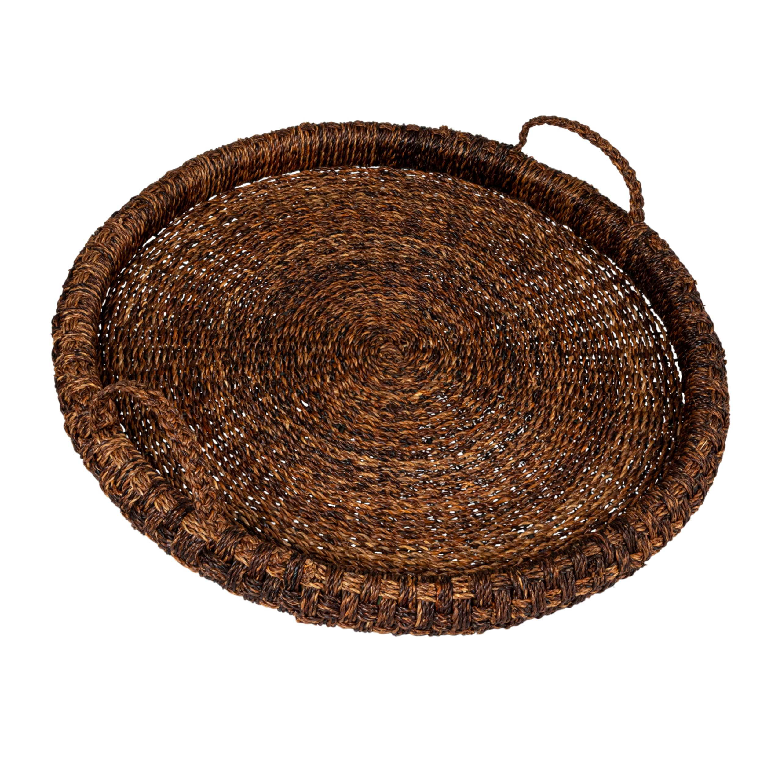 Creative Co-Op Artisanal Bankuan Braided Tray with Handles, Dark Brown | Amazon (US)