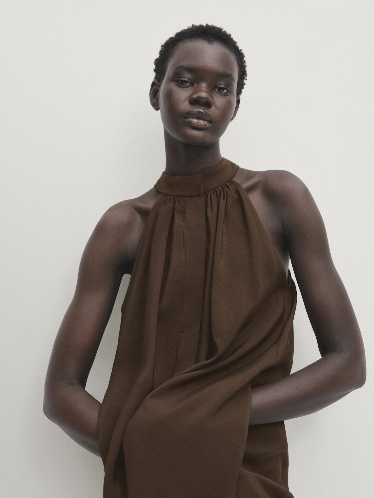 Long halter dress | Massimo Dutti UK