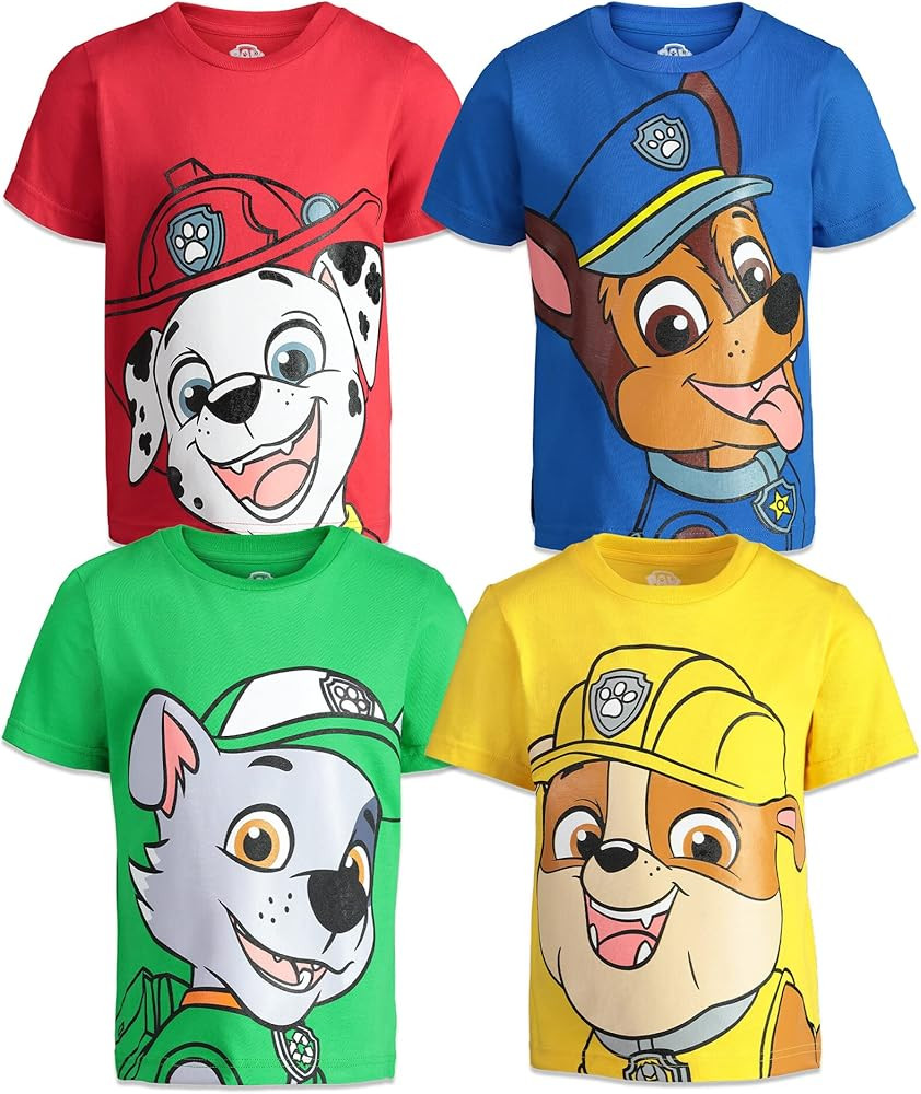 Paw Patrol Chase Marshall Rubble Rocky 4 Pack Graphic T-Shirts Toddler to Big Kid | Amazon (US)