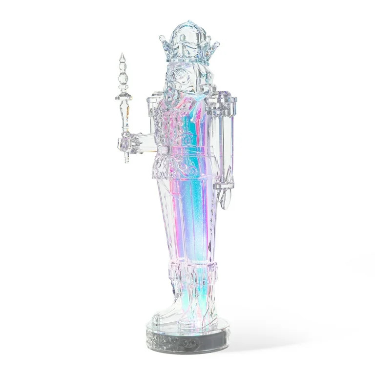Glitzhome 18"H Acrylic LED Color Changing Lighted Tabletop Nutcracker Figurine | Walmart (US)